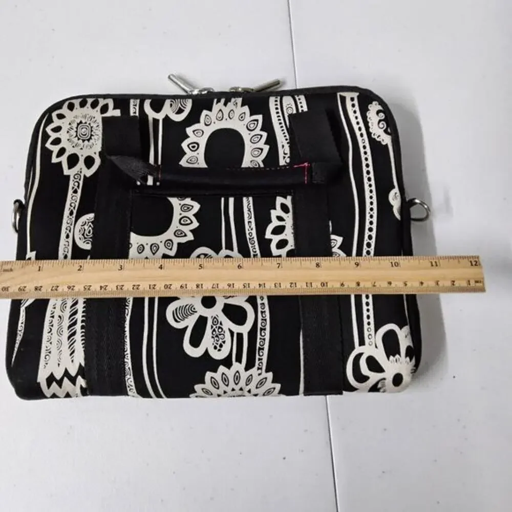 Samsonite Laptop Messenger Bag‎ Womens OS Black White Floral Padded Boho Print